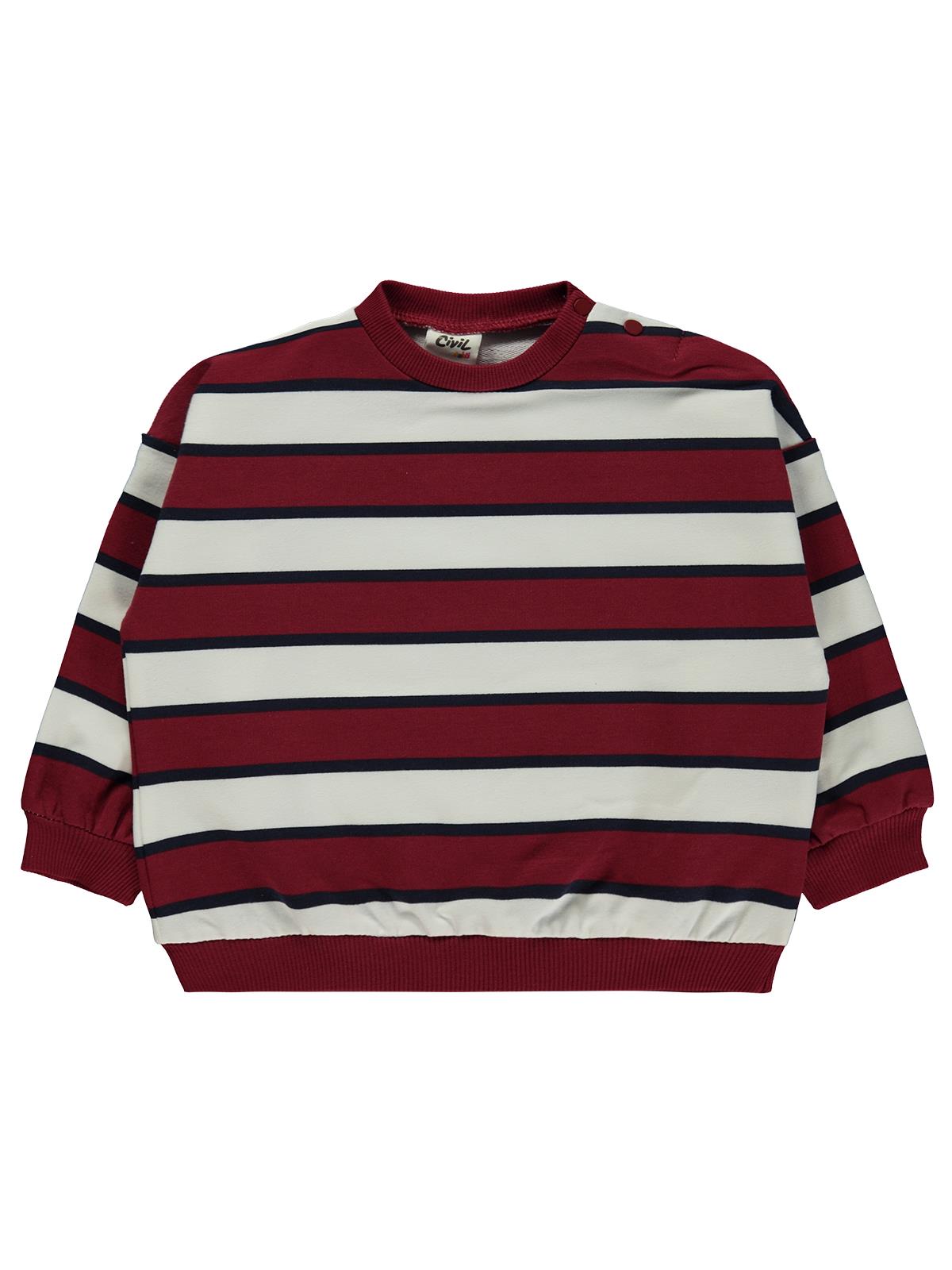Civil Baby Çizgili 6-18 Ay Sweatshirt - Bordo