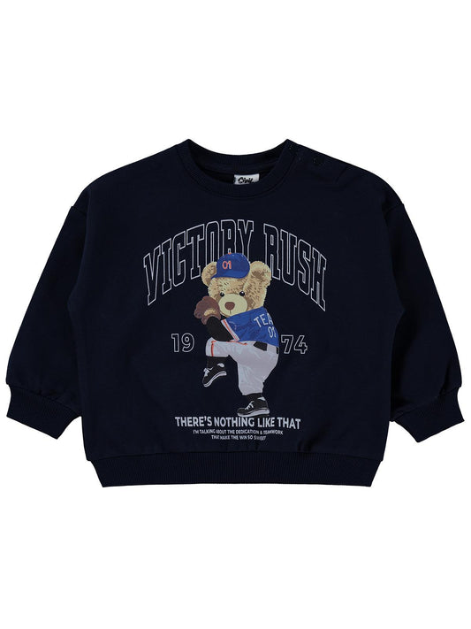 Civil Baby Teddy Bear Baskılı 6-18 Ay Sweatshirt - Lacivert