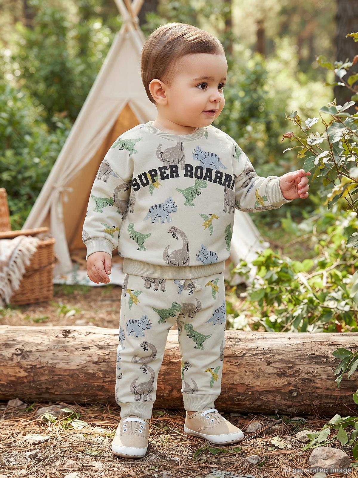 Civil Baby Dinozor Baskılı 6-18 Ay Eşofman Altı - Bej