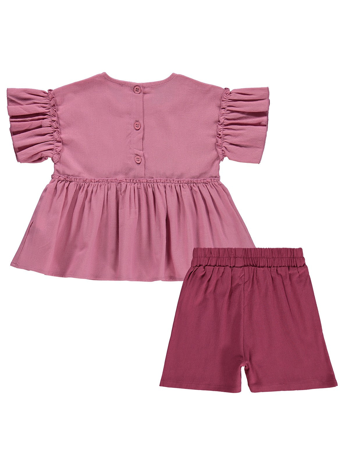 Civil Girls Volan Kol İkili 2-5 Yaş Takım - Pembe