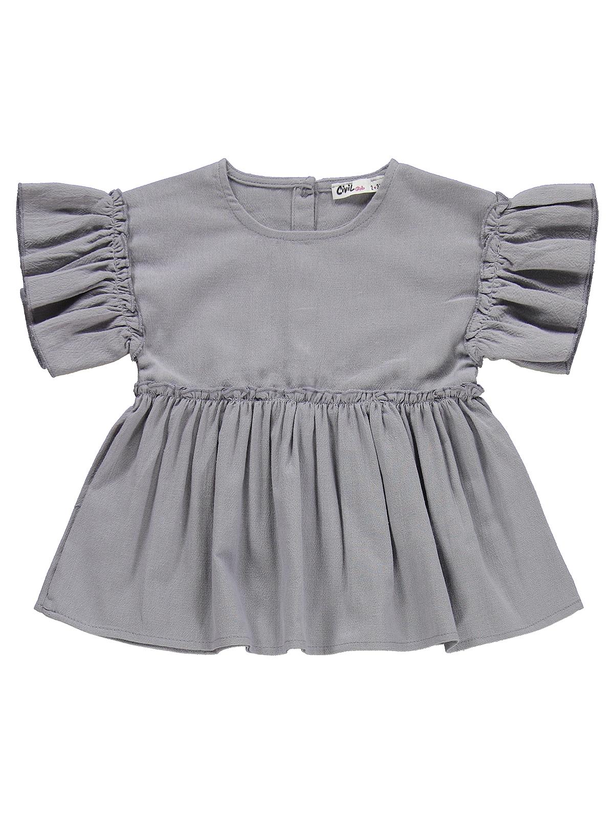 Civil Girls Volan Kol İkili 2-5 Yaş Takım - Gri