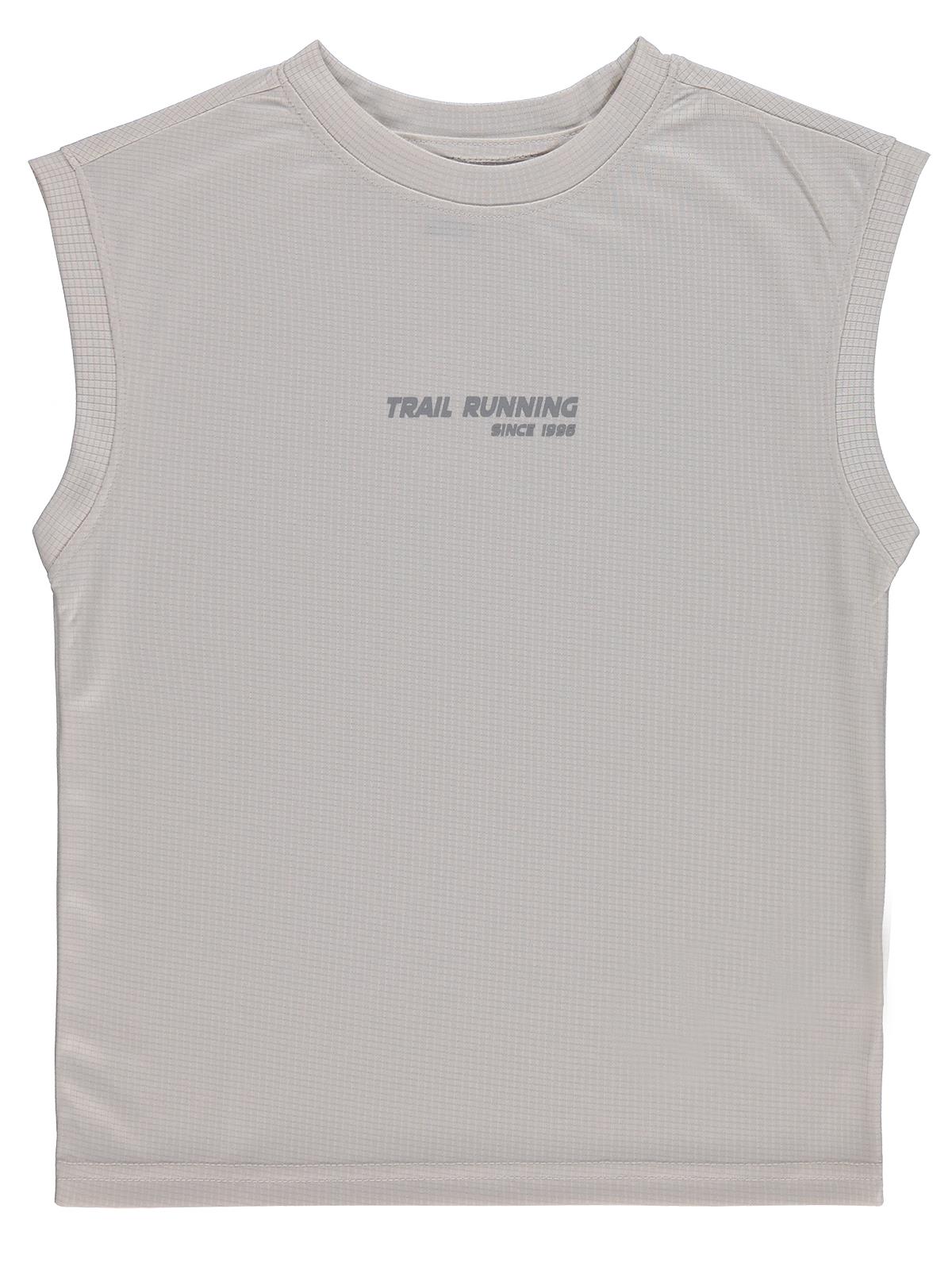 Civil Boys Reflektör Baskılı Kolsuz 10-13 Yaş Tişört - Koyu Taş Rengi