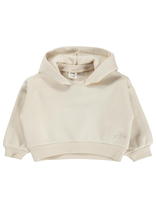 Civil Baby Çiçek Nakışlı Basic Kapşonlu 6-18 Ay Sweatshirt - Bej
