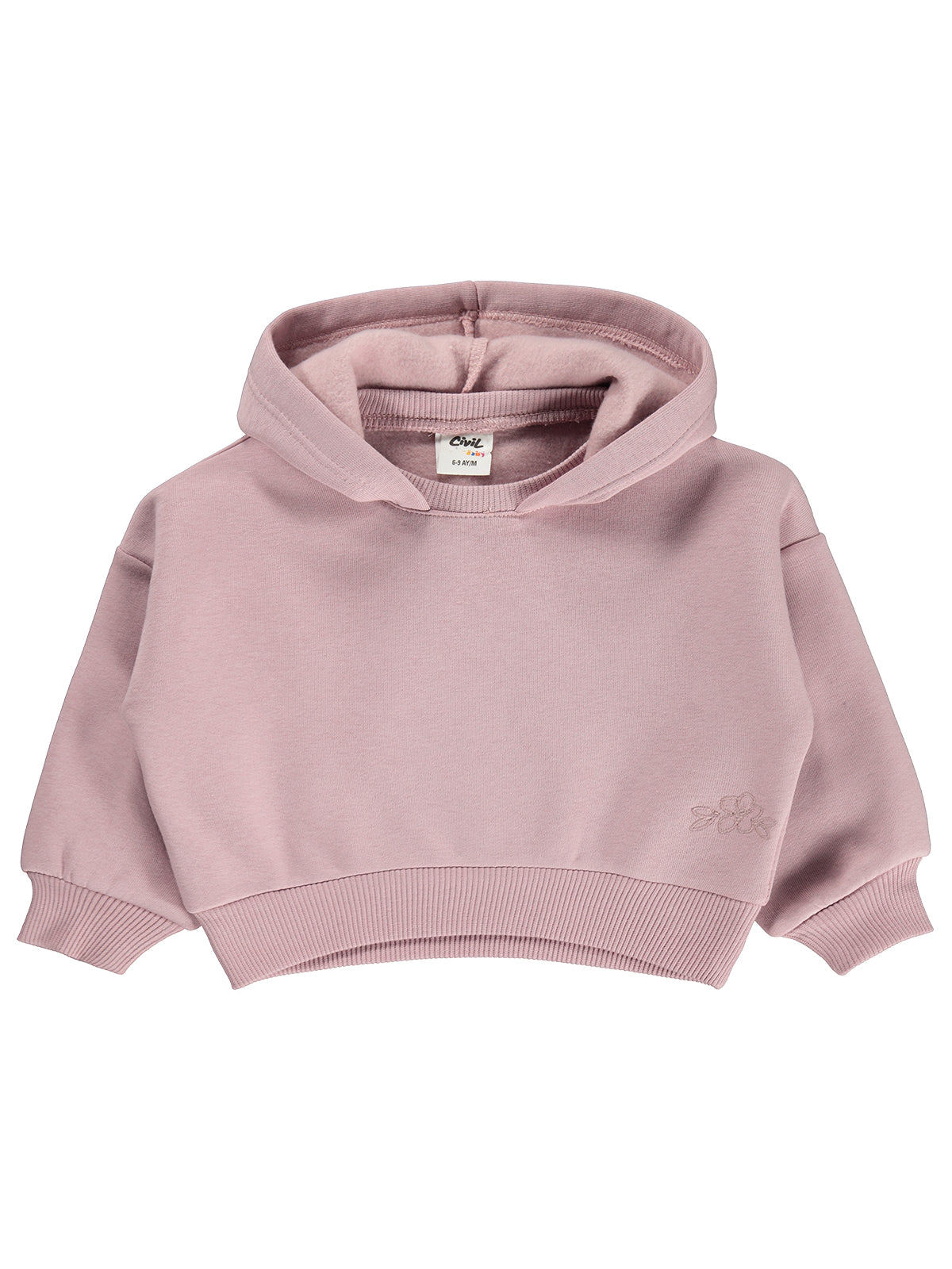 Civil Baby Çiçek Nakışlı Basic Kapşonlu 6-18 Ay Sweatshirt - Lila