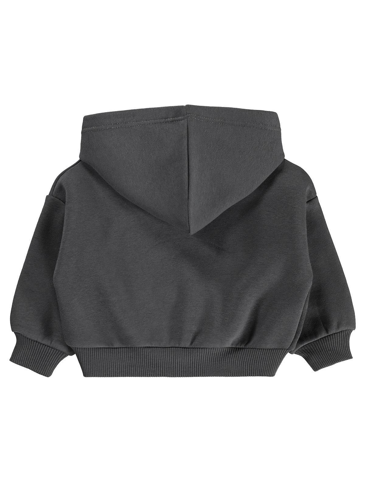 Civil Baby Çiçek Nakışlı Basic Kapşonlu 6-18 Ay Sweatshirt - Gri