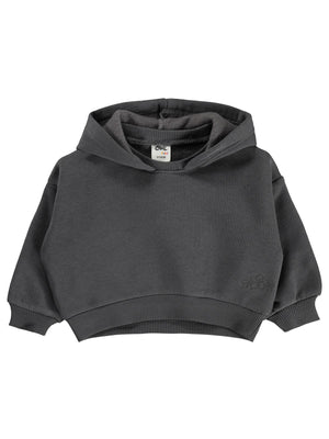 Civil Baby Çiçek Nakışlı Basic Kapşonlu 6-18 Ay Sweatshirt - Gri