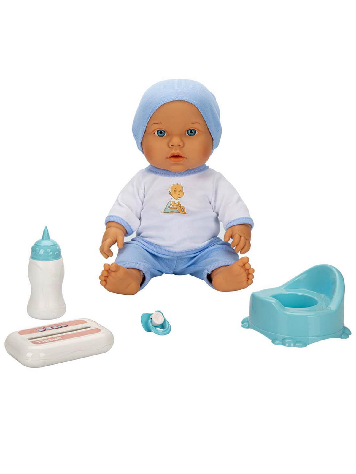 Bebelou Dollz n More Sesli Bebelou Toilet Time Bebek Seti 32 cm - Mavi