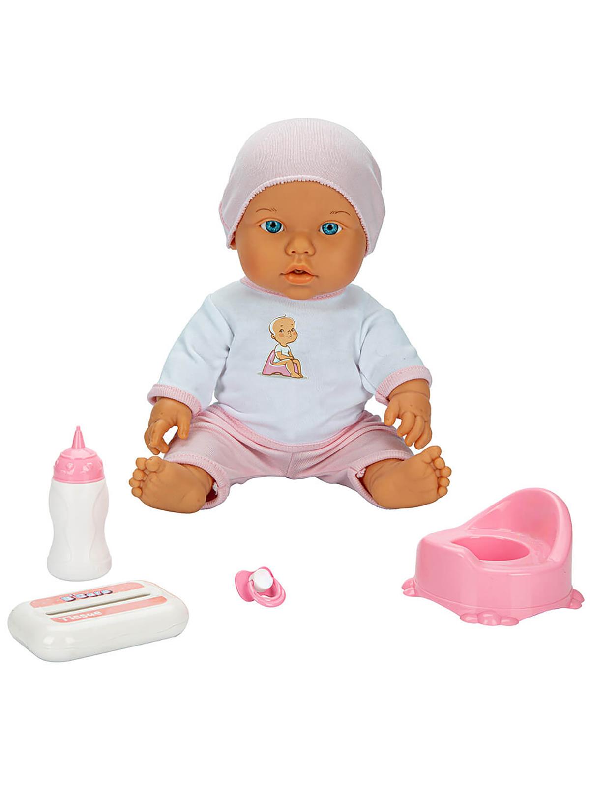 Bebelou Dollz n More Sesli Bebelou Toilet Time Bebek Seti 32 cm - Pembe