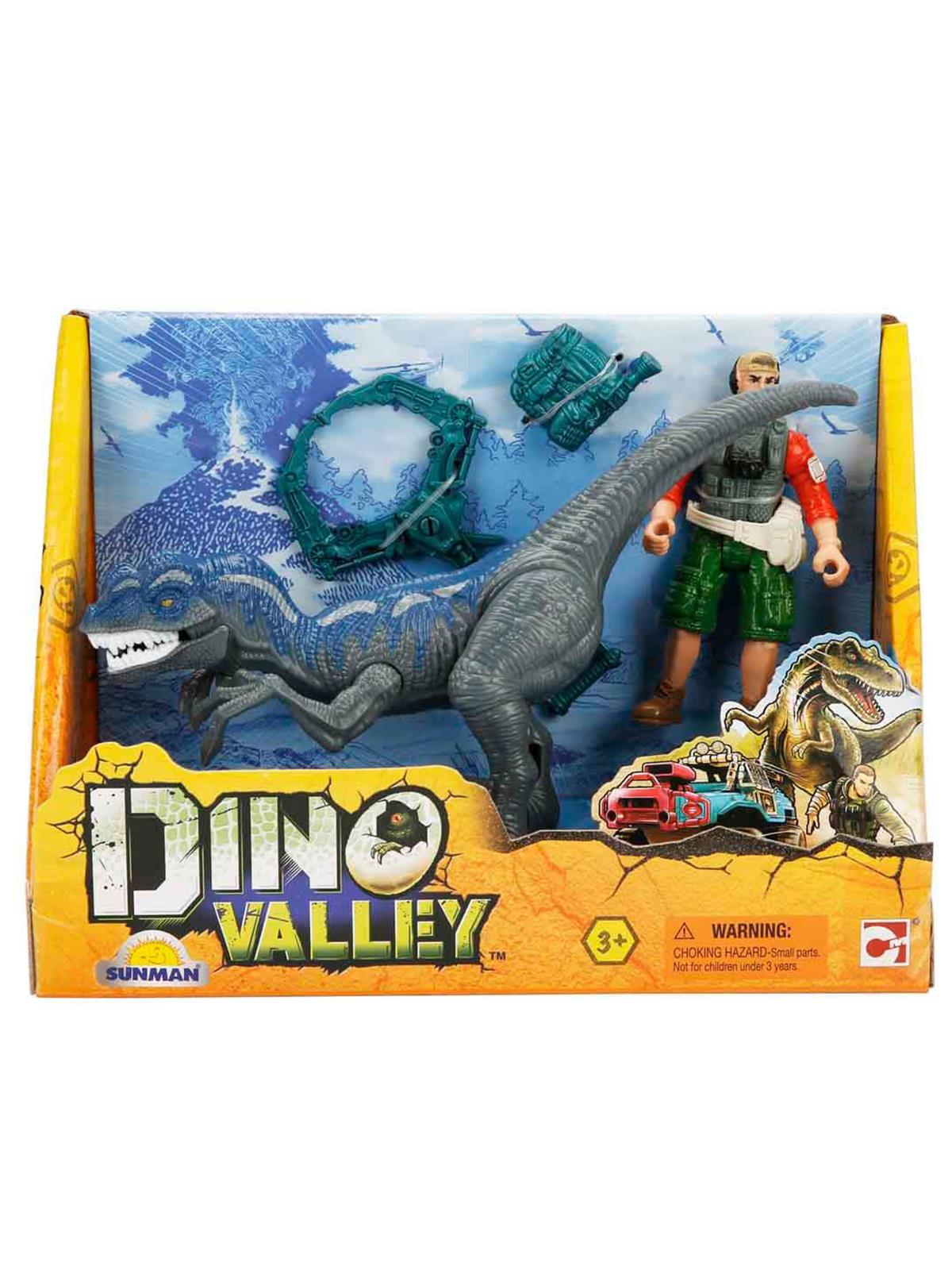 Sunman Oyuncak Oyun Set Dıno Valley Dınodanger 1Fgr./1Dinozor 2A. - Gri