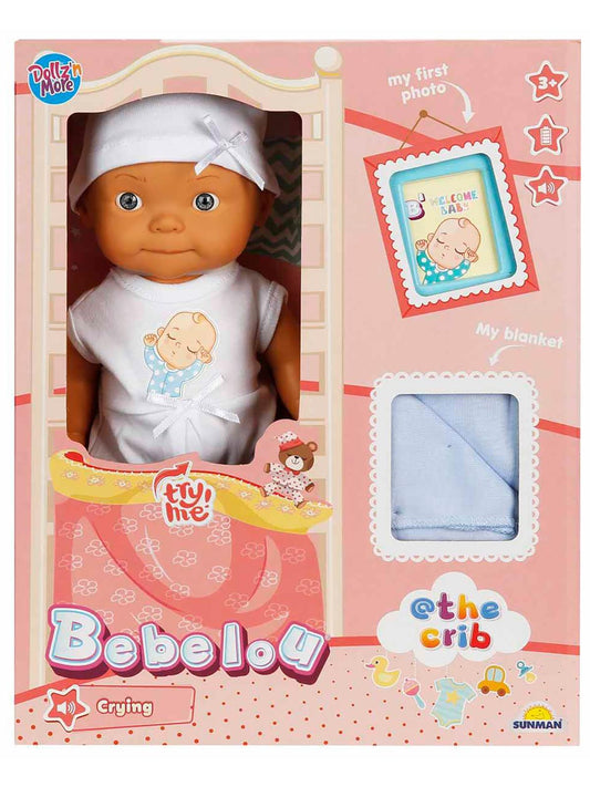Sunman Oyuncak BEBEK SET BEBELOU THE CRIB SESLİ AĞLAYAN 30CM.2R.BYK.KUTU - Mavi
