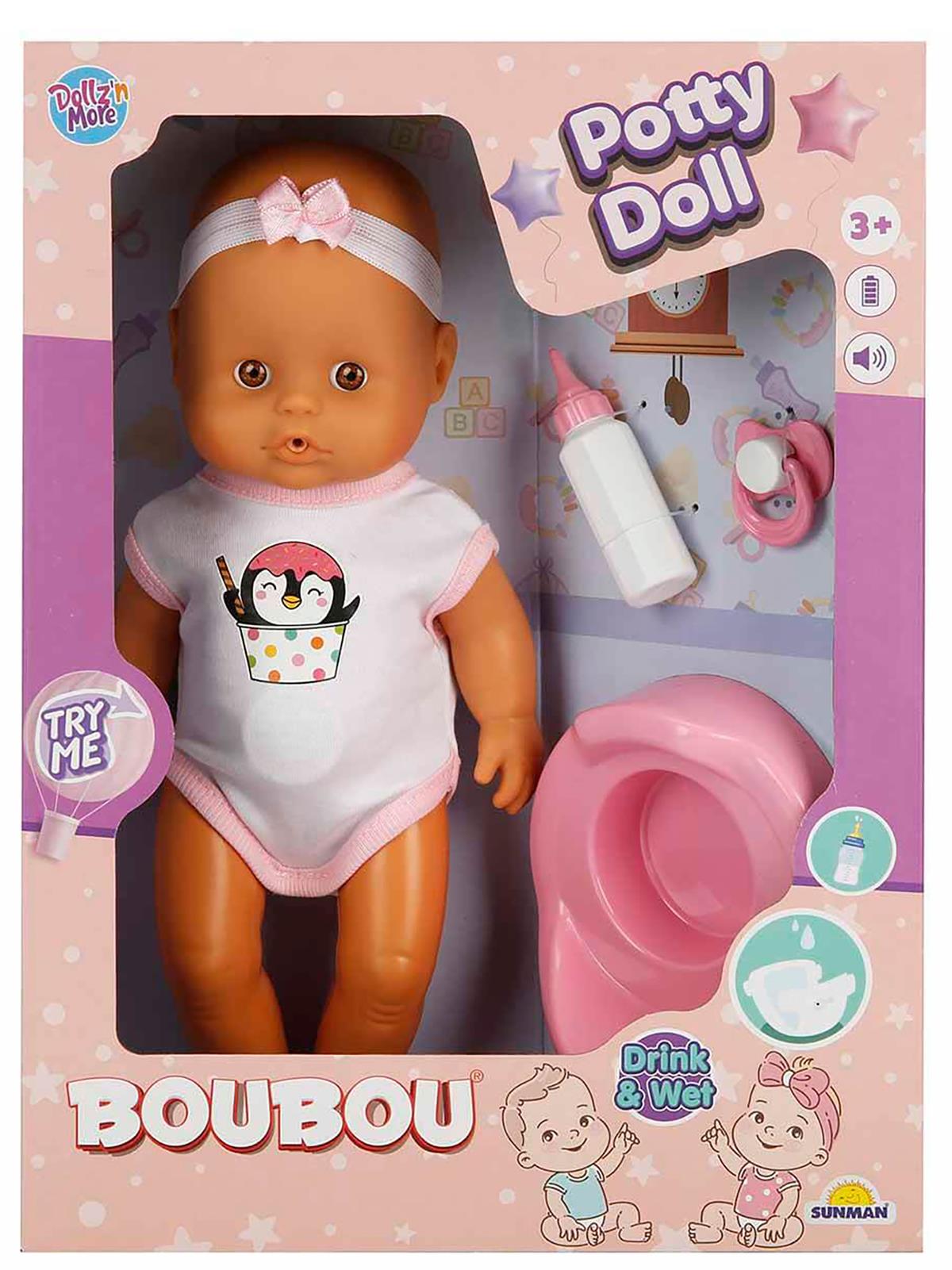 Sunman Oyuncak Bebek Set Boubou Altını Islatan 30Cm.4 Sesli Aks.Byk.Kutu 2R. - Pembe