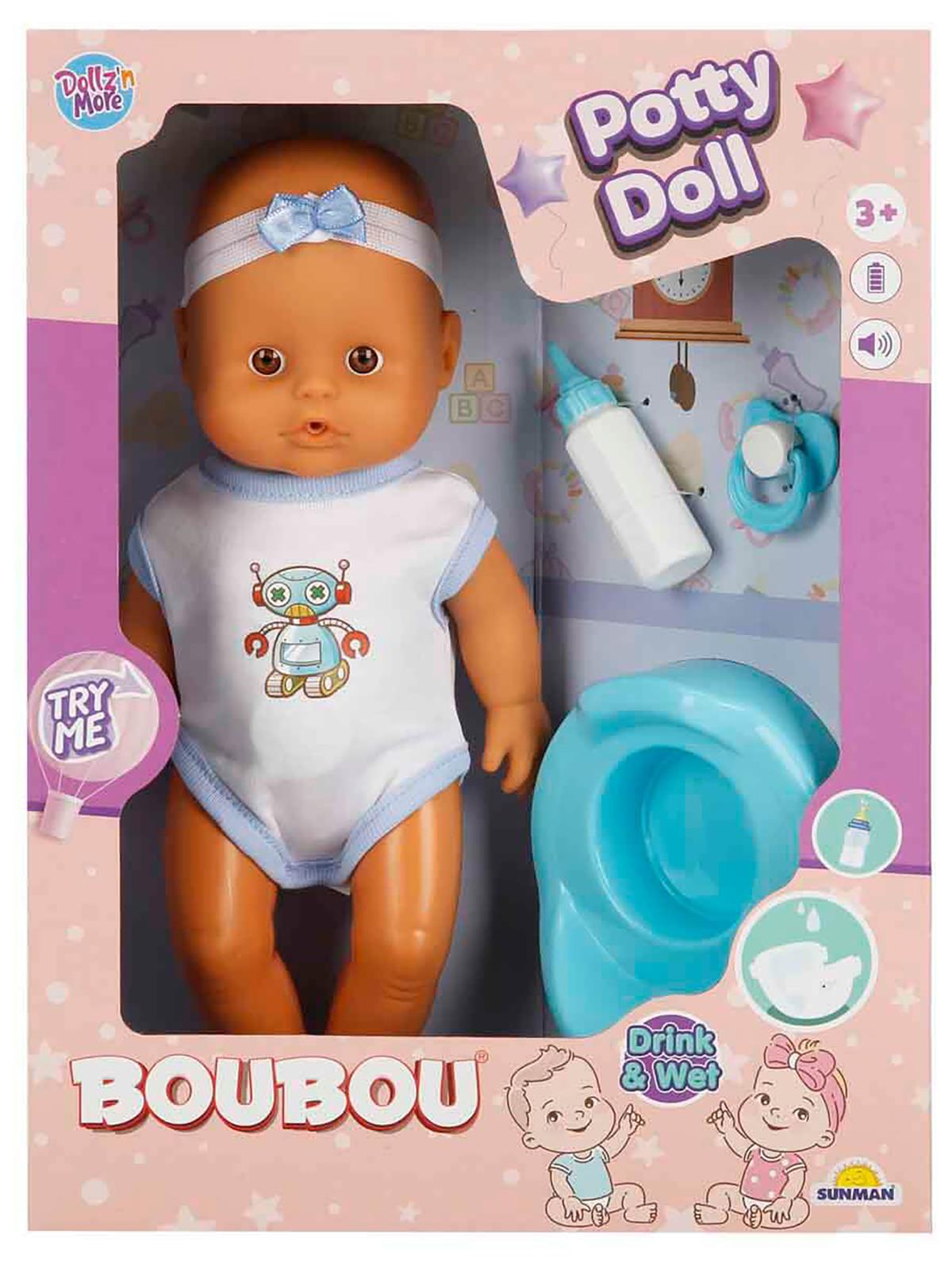 Sunman Oyuncak Bebek Set Boubou Altını Islatan 30Cm.4 Sesli Aks.Byk.Kutu 2R. - Mavi