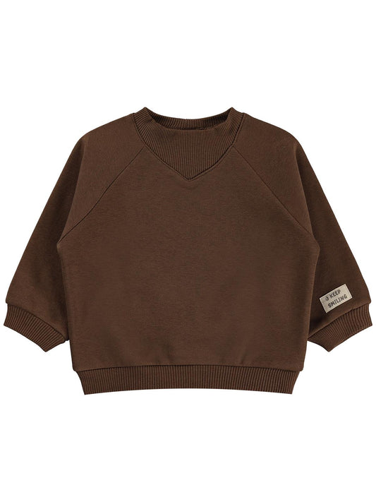Civil Baby Keep Smiling Etiketli Basic 6-18 Ay Sweatshirt - Kahverengi