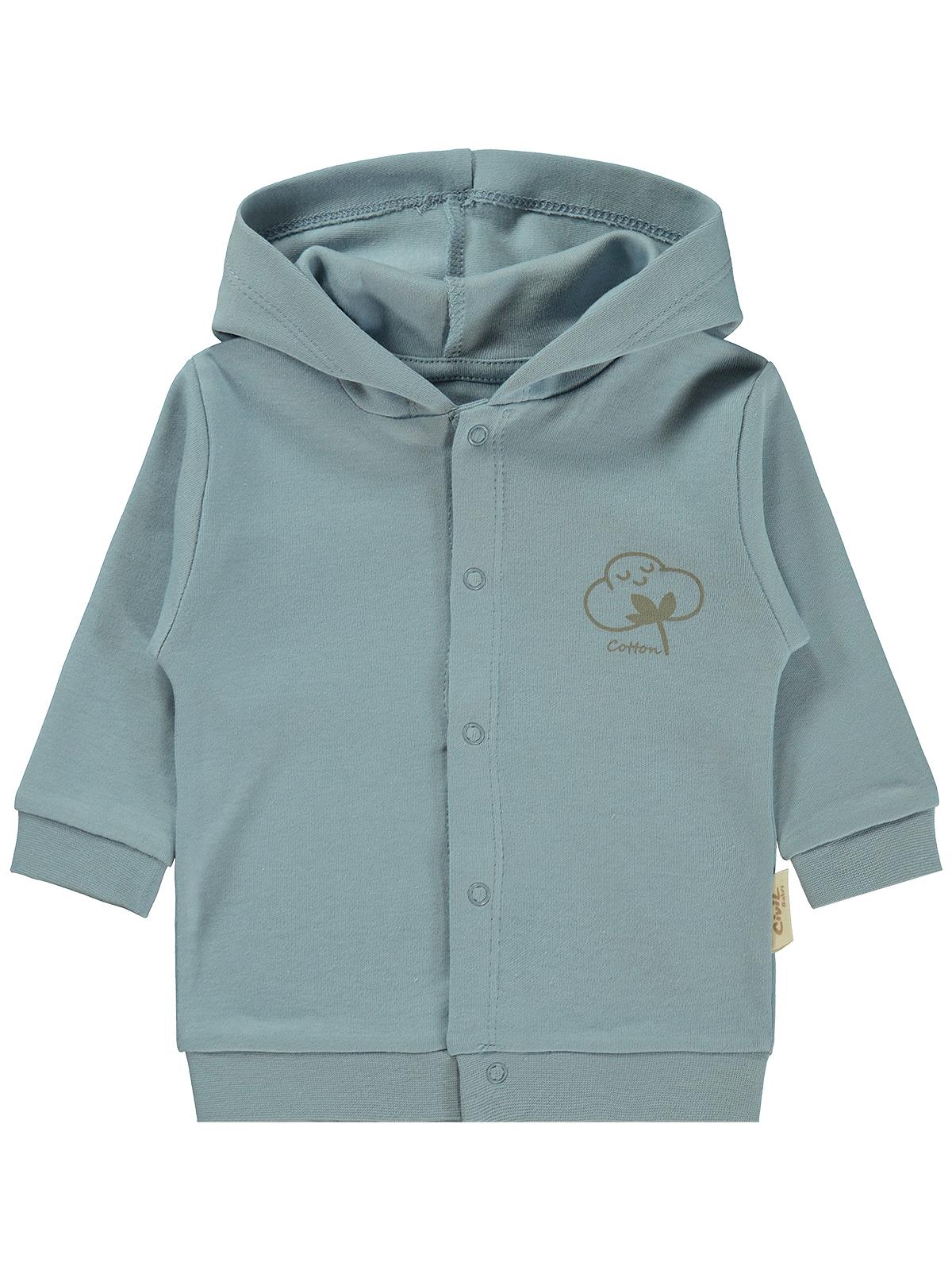 Civil Baby Organik Pamuklu Kapşonlu 1-12 Ay Hırka - Mavi
