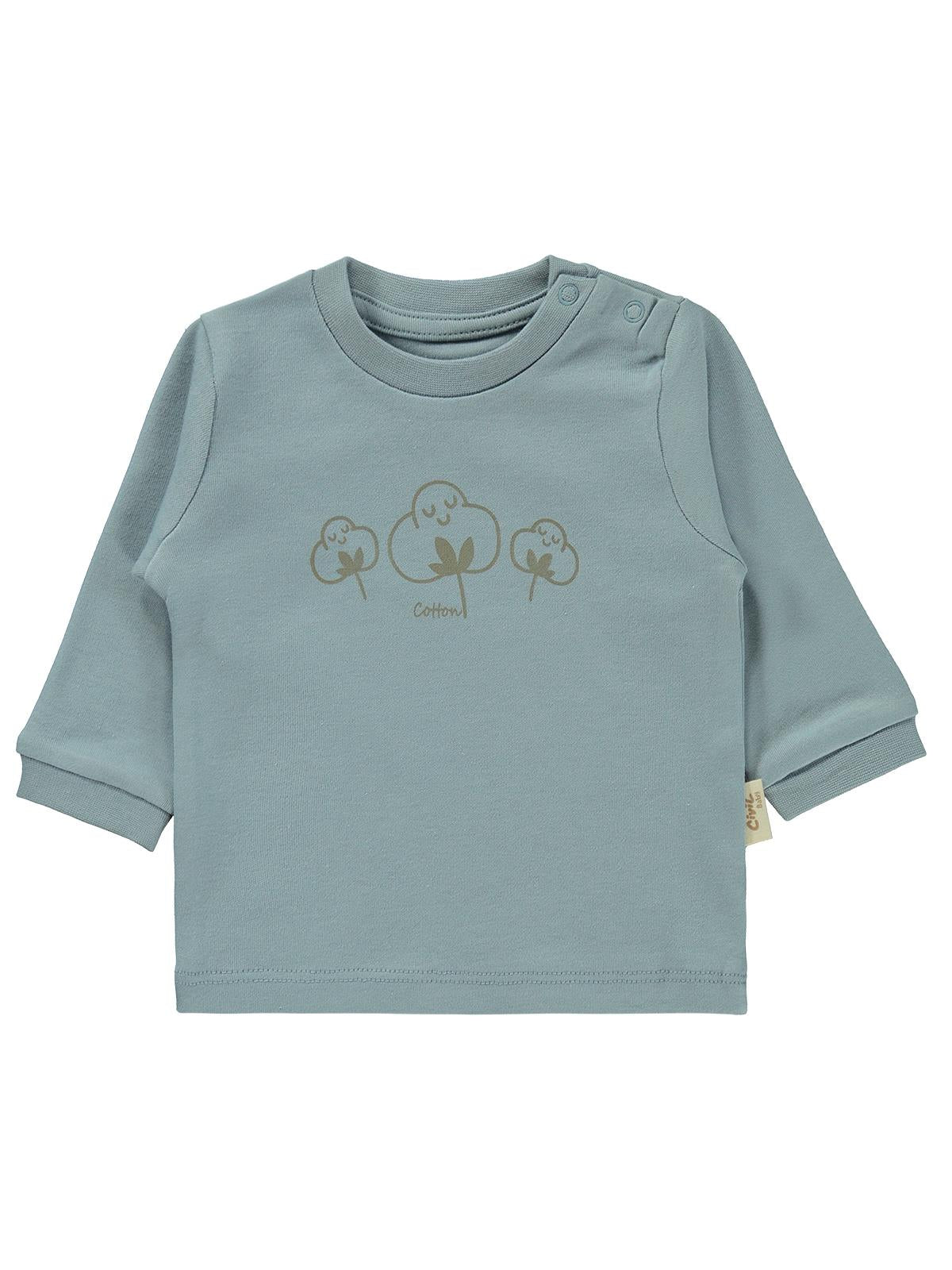 Civil Baby Organik Pamuklu 1-9 Ay Sweatshirt - Mavi