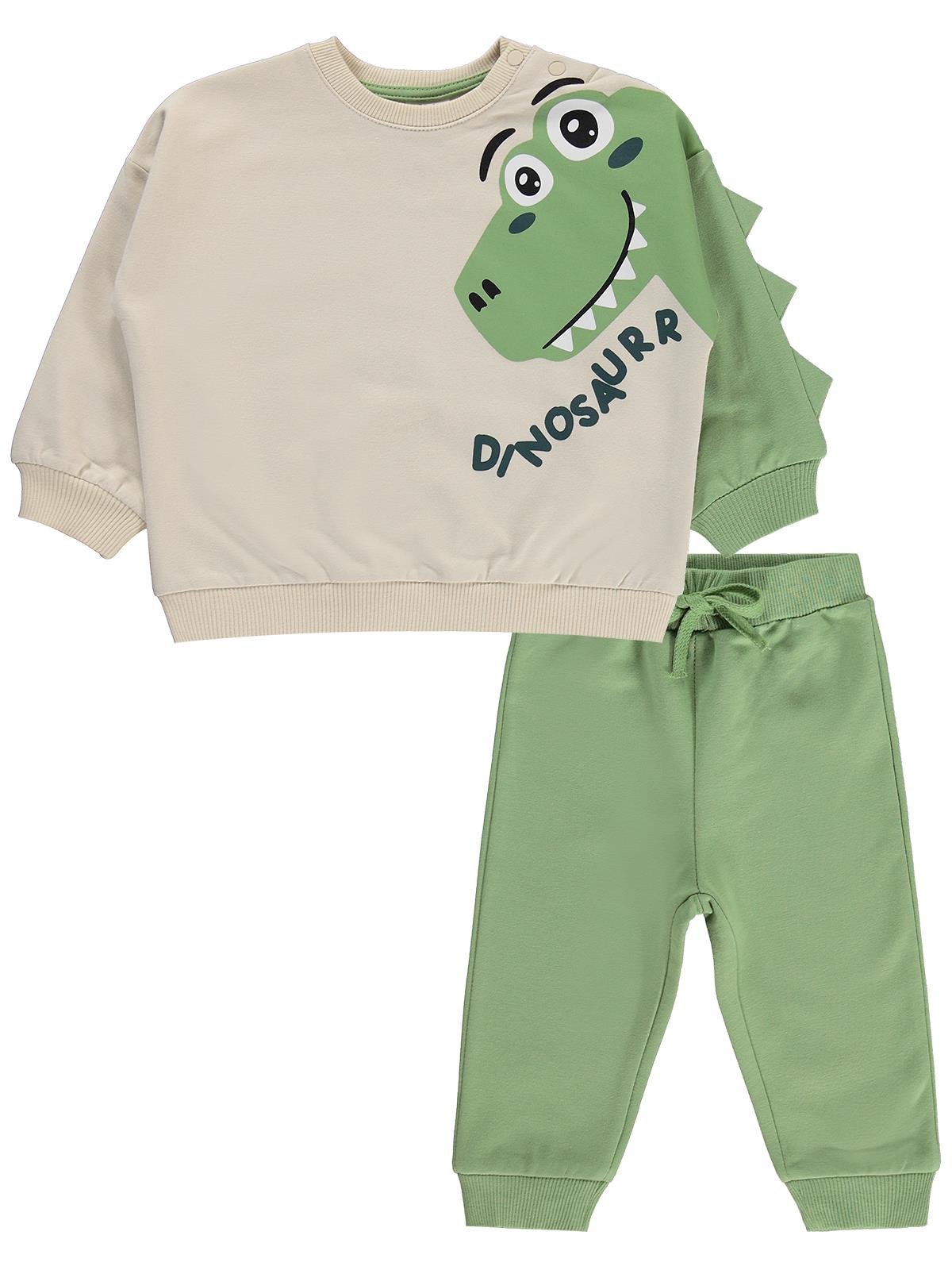 Civil Baby Dinozor Baskılı 6-18 Ay Takım - Bej