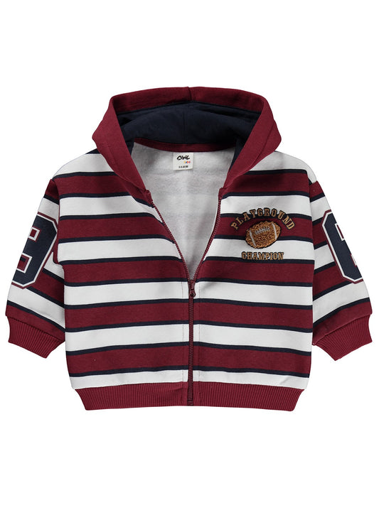 Civil Baby Çizgili 6-18 Ay Hırka - Bordo