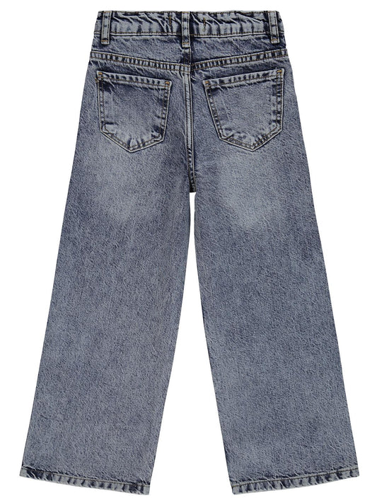 Civil Girls Taş Baskılı 10-13 Yaş Pantolon Kot - Mavi