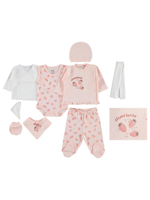 Civil Baby Çilek Empirme 10 lu 0-1 Ay Zıbın Setleri - Pudra