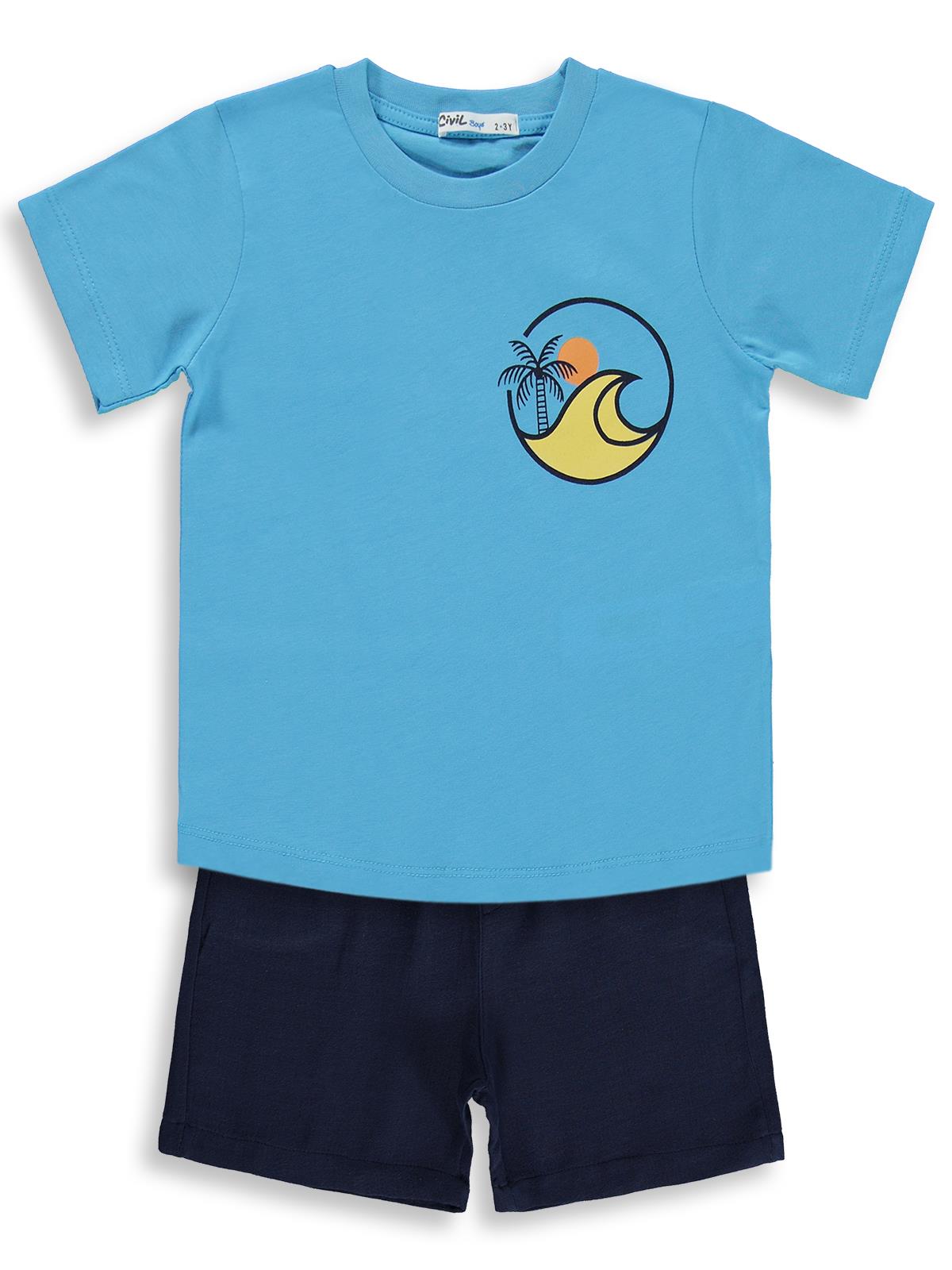 Civil Boys Kum Dalgası Baskılı 2-5 Yaş Takım - Mavi