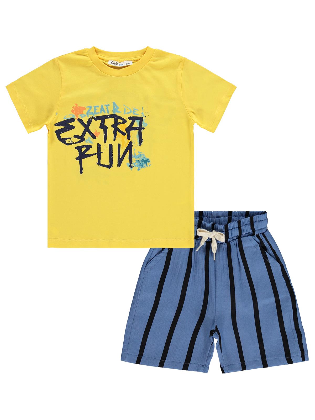 Civil Boys Extra Fun Baskılı 2-5 Yaş Takım - Sarı