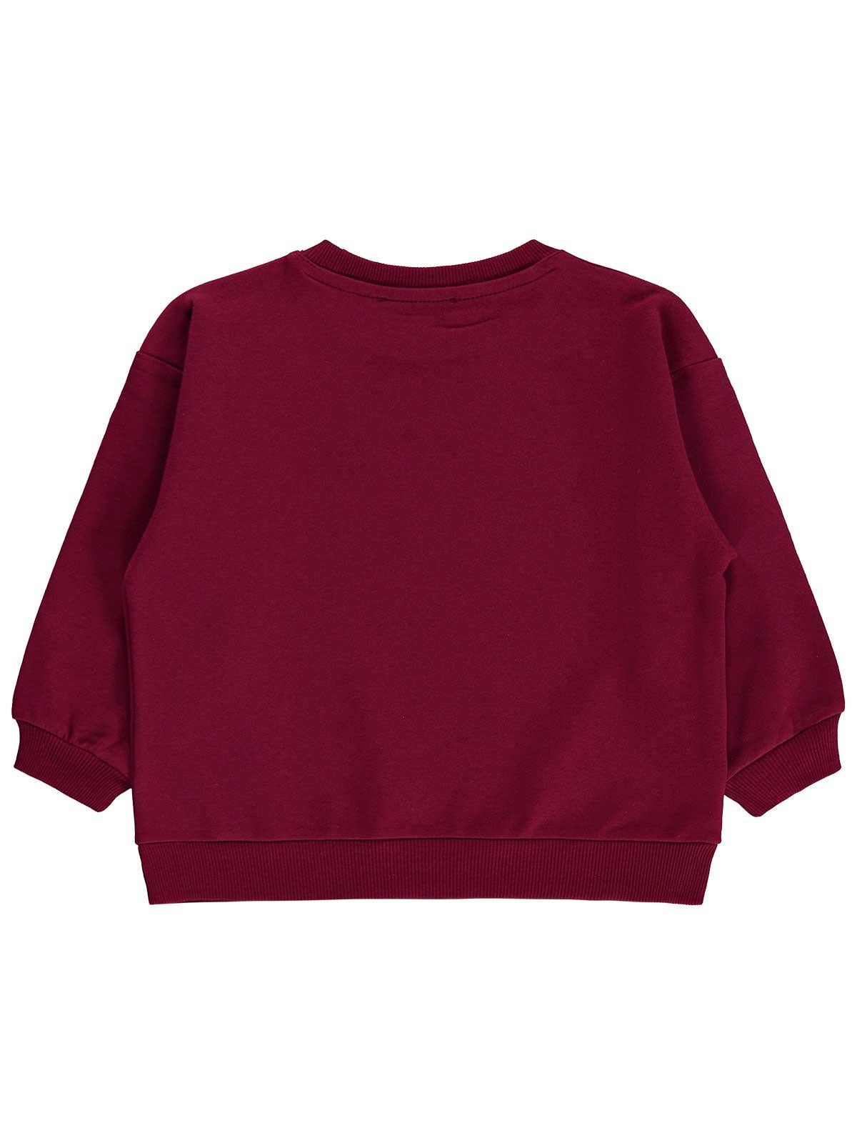 Civil Kız Çocuk Basic Sweatshirt | 2 İp Uzun Kol Bisiklet Yaka | Okul Kreş ve Günlük Kullanım - Bordo