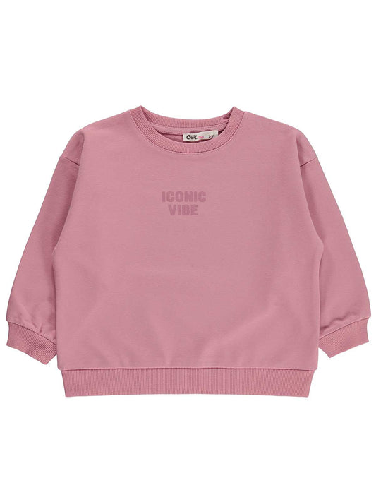 Civil Kız Çocuk Basic Sweatshirt | 2 İp Uzun Kol Bisiklet Yaka | Okul Kreş ve Günlük Kullanım - Pembe
