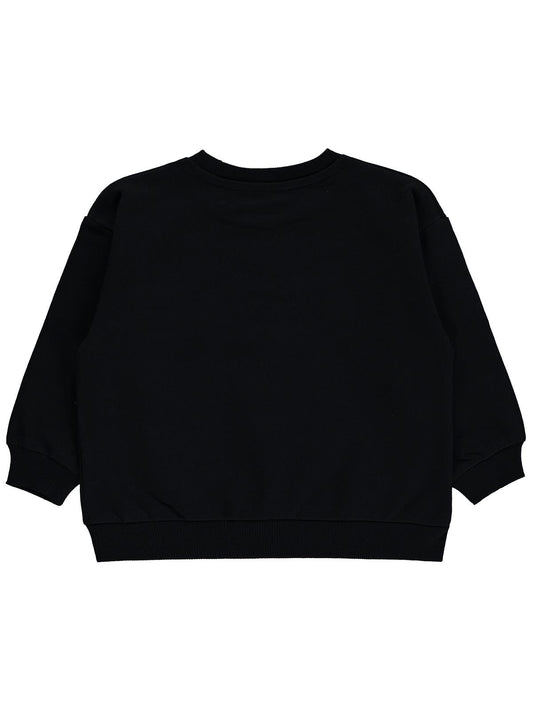 Civil Kız Çocuk Basic Sweatshirt | 2 İp Uzun Kol Bisiklet Yaka | Okul Kreş ve Günlük Kullanım - Siyah