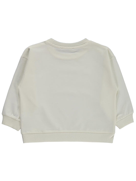 Civil Kız Çocuk Basic Sweatshirt | 2 İp Uzun Kol Bisiklet Yaka | Okul Kreş ve Günlük Kullanım - Ekru