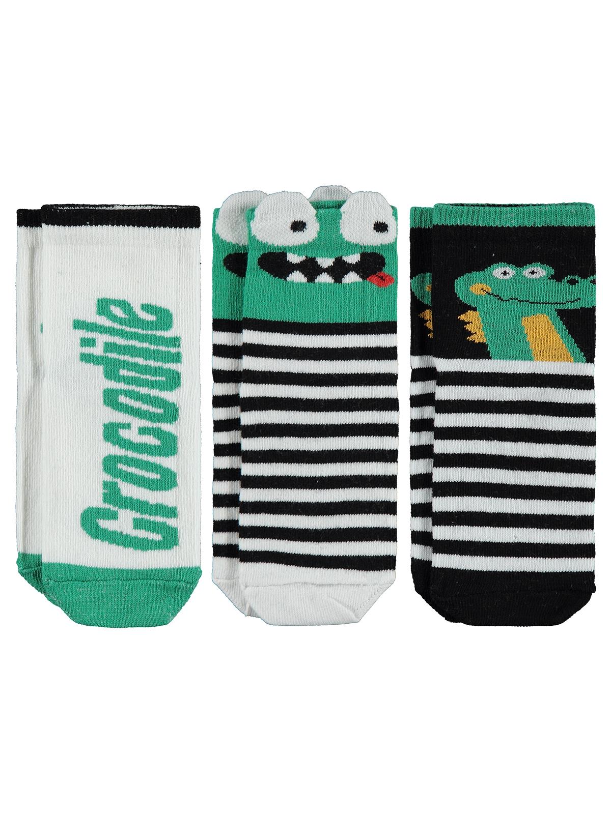 Civil Boys 3D Crocodile 3'lü 2-12 Yaş Erkek Soket Çorap