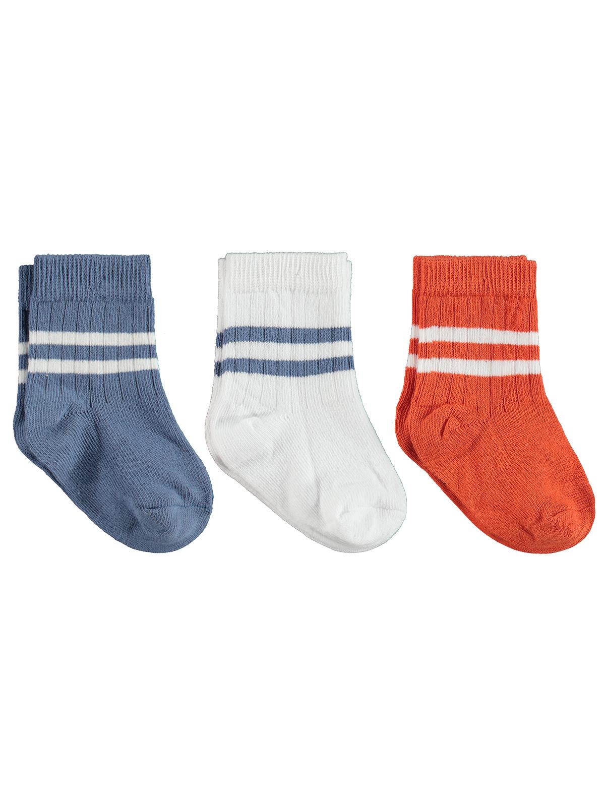 Civil Baby Çemberli Basic 3'lü 6- Bebek Erkek Çorap Set