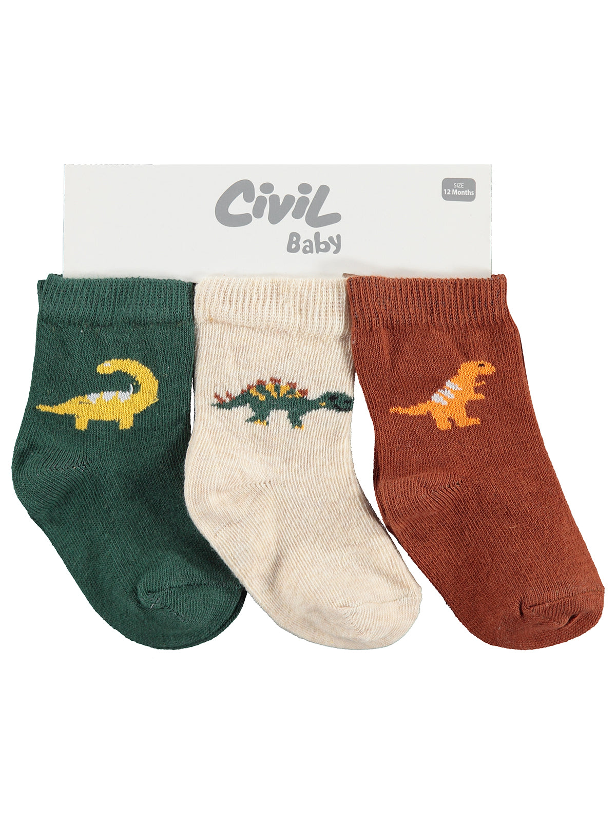 Civil Baby Dinosours 3'lü 6- Bebek Erkek Çorap Set
