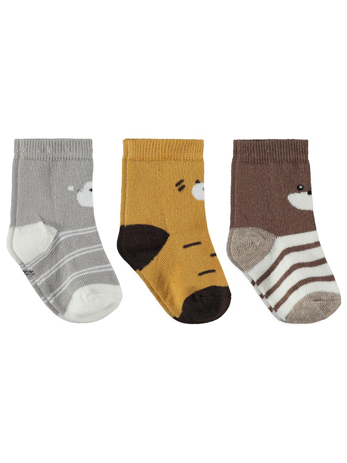 Civil Baby Face Animal 3'lü 6- Bebek Erkek Çorap Set