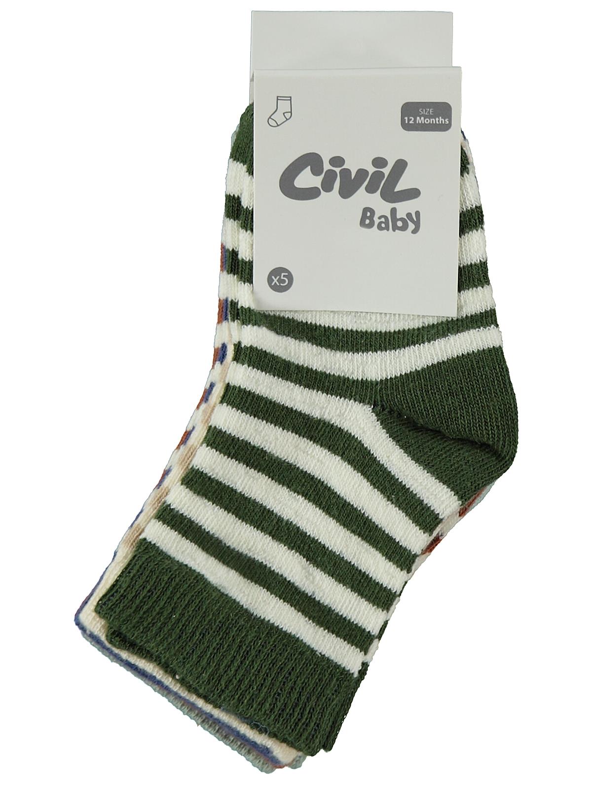 Civil Baby Çemberli 5'li 6-18 Ay Bebek Erkek Çorap Set