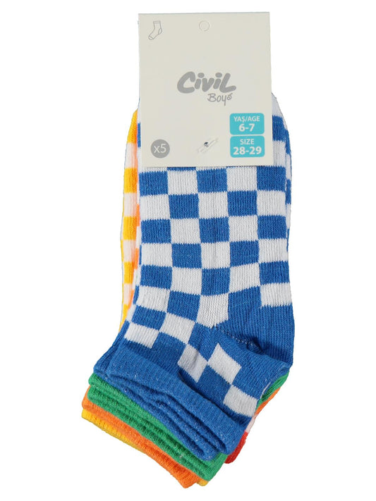 Civil Erkek Çocuk Clours 5'li Erkek Patik Çorap | Baskılı | Okul Kreş ve Günlük Kullanım