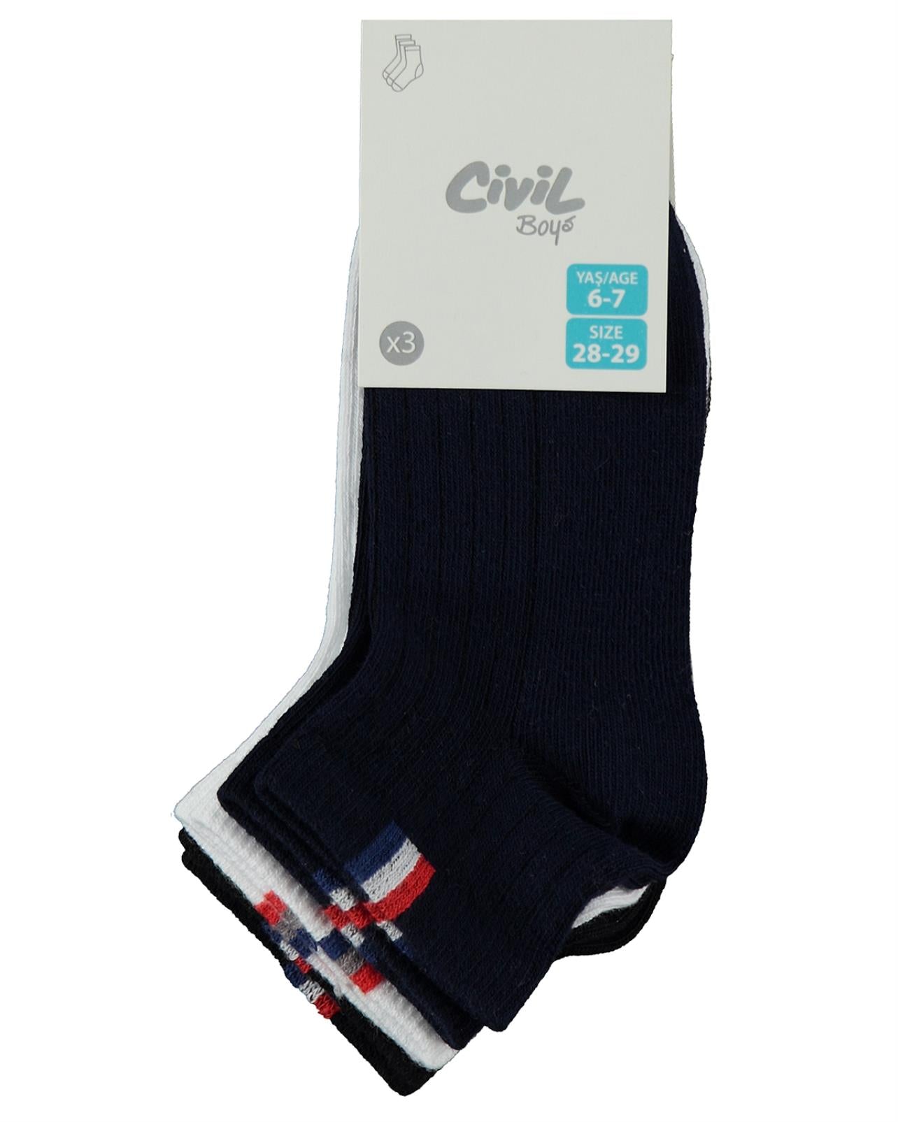 Civil Boys Basic 3'lü 2-12 Yaş Erkek Patik Çorap