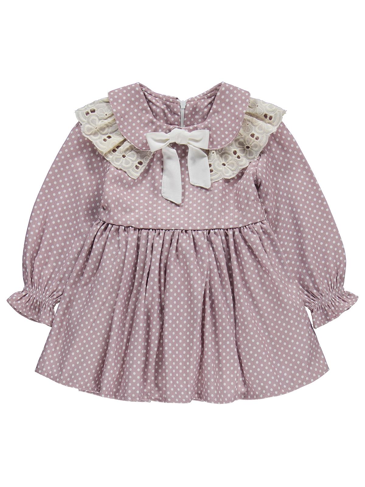 Obelia Dantel Yaka Fiyonklu 2-5 Yaş Elbise - Lila