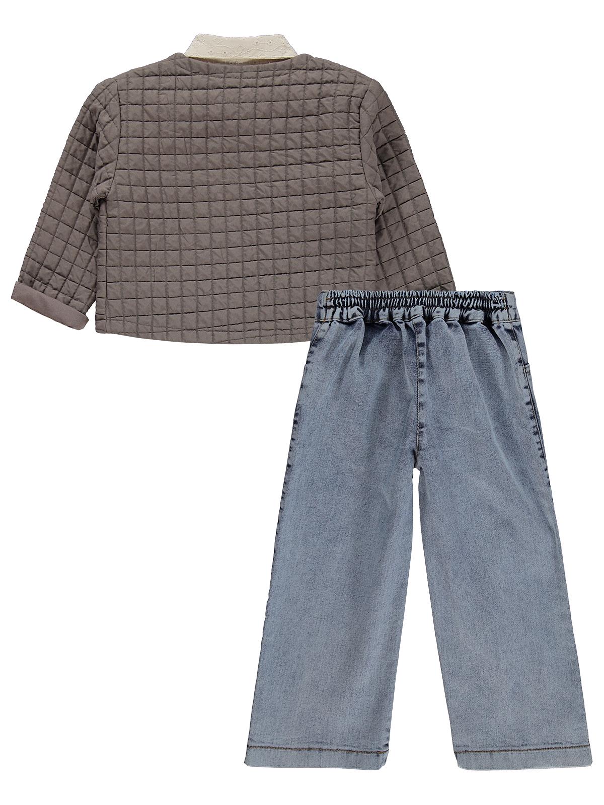 Obelia Kız Çocuk Hırkalı Gömlekli 2-5 Yaş Takım - Kahve