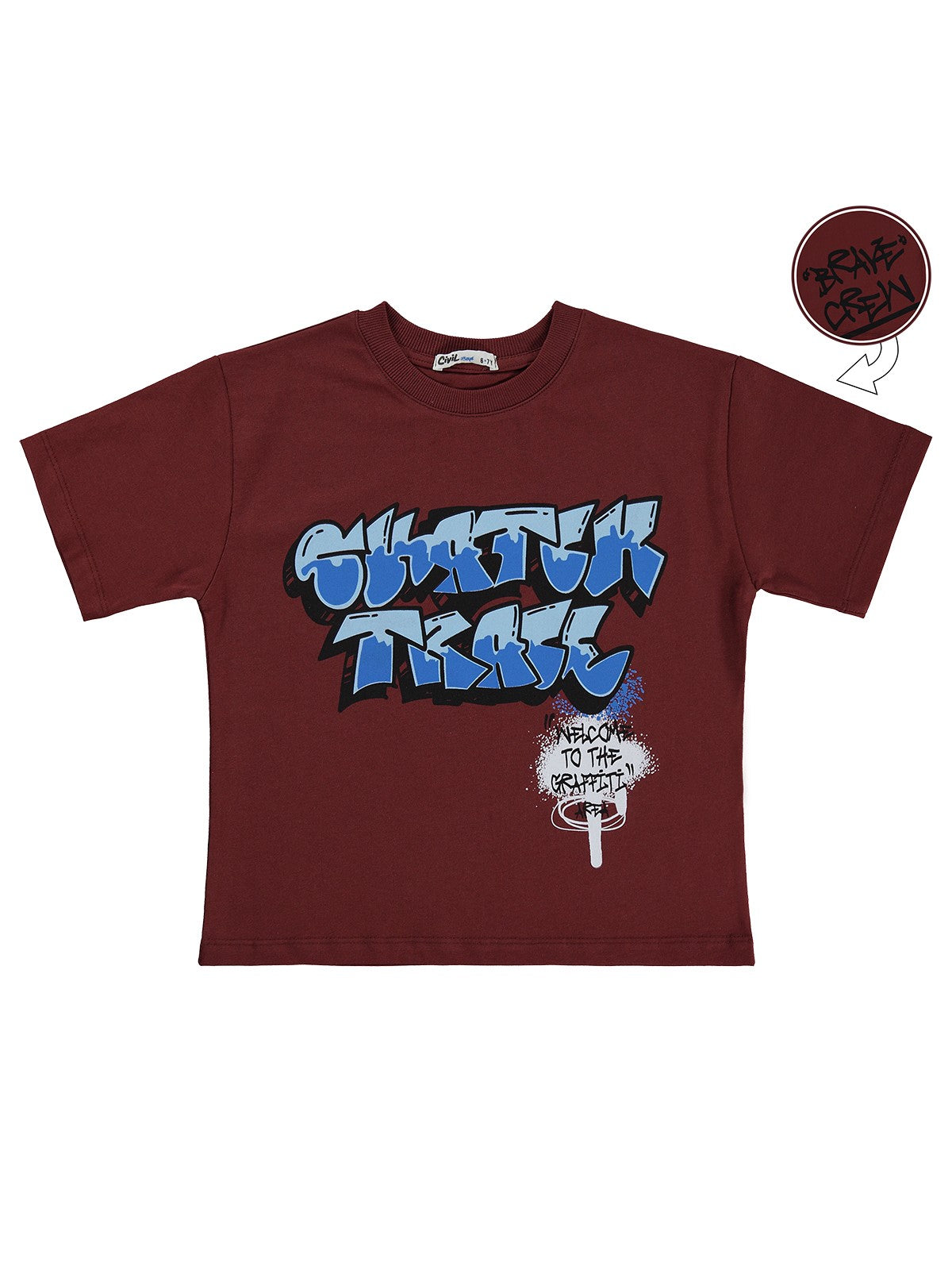 Civil Boys Skater Baskılı 10-13 Yaş Tişört - Turuncu