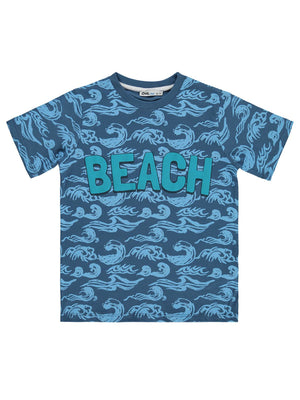 Civil Boys Beach Baskılı 10-13 Yaş Tişört - Yeşil
