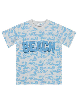Civil Boys Beach Baskılı 10-13 Yaş Tişört - Kırık Beyaz