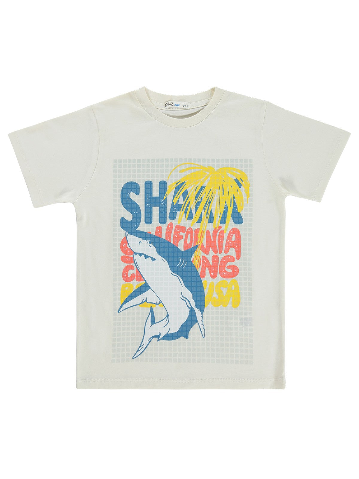 Civil Boys Shark California 10-13 Yaş Tişört - Kırık Beyaz