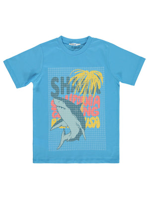 Civil Boys Shark California 6-9 Yaş Tişört - Mavi