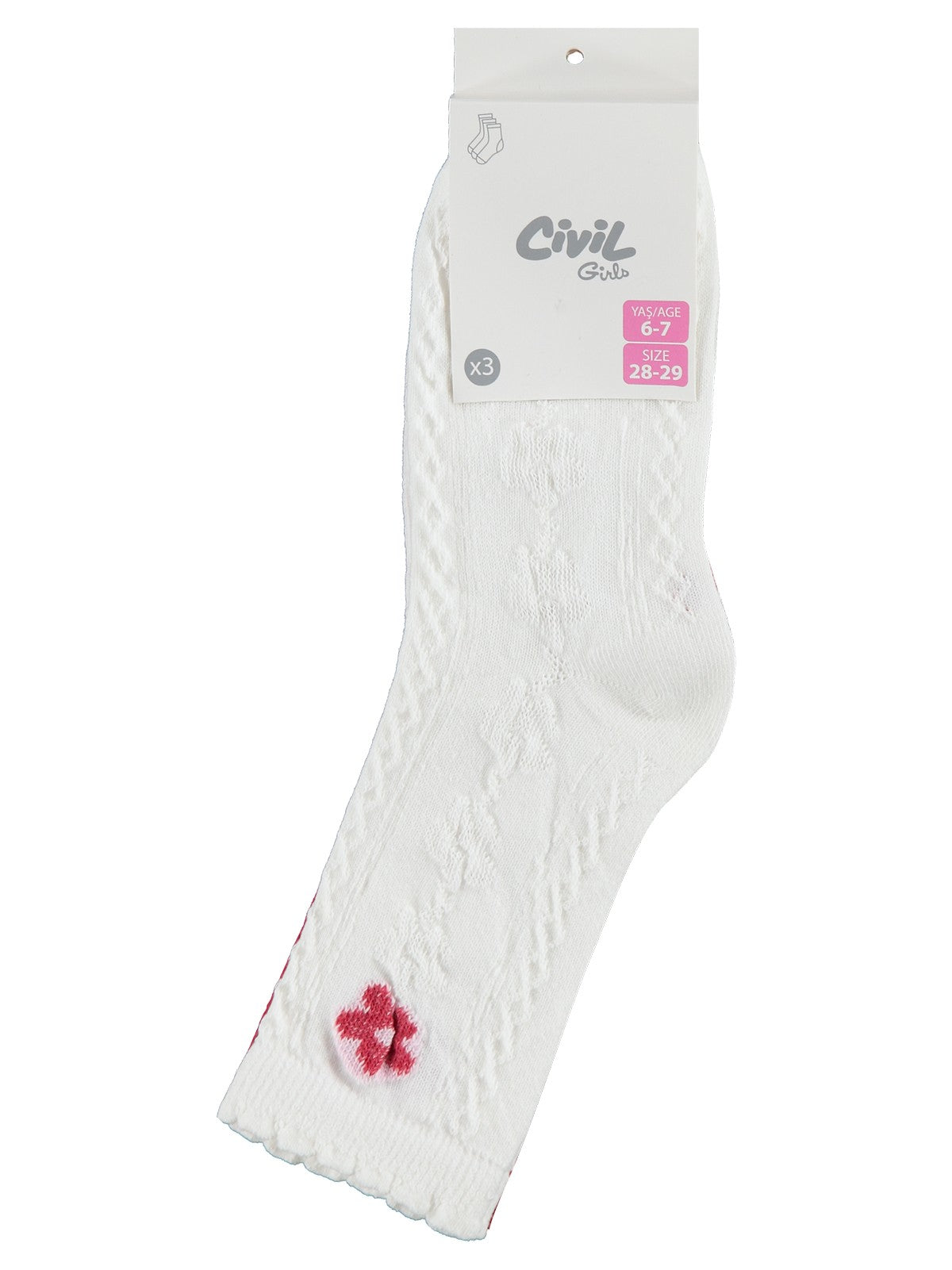 Civil Girls Flower 3'lü 2-12 Yaş Kız Soket Çorap