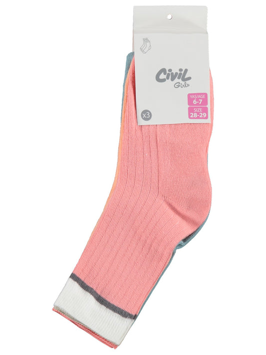 Civil Girls Basic Premium 3'lü 2-12 Yaş Kız Soket Çorap