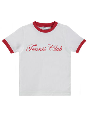 Civil Boys Tennis Club Baskılı 10-13 Yaş Tişört - Kırmızı