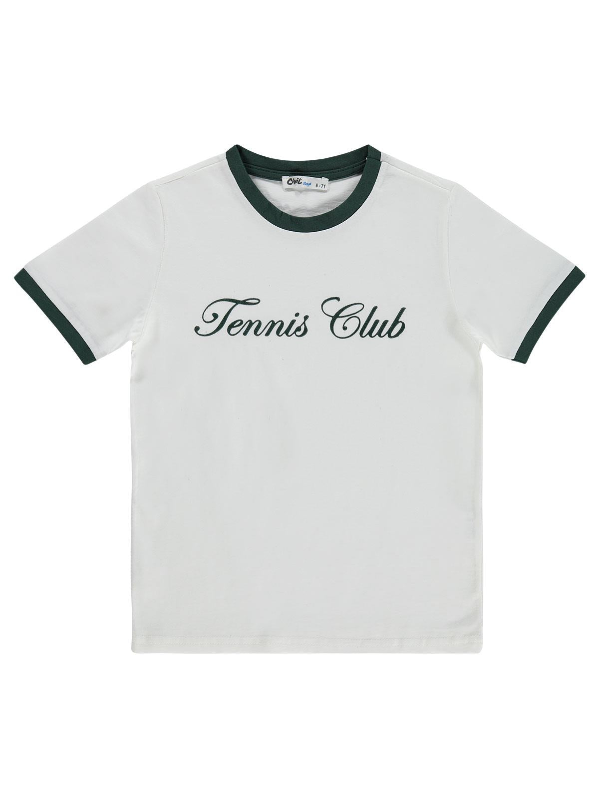 Civil Boys Tennis Club Baskılı 10-13 Yaş Tişört - Kırmızı