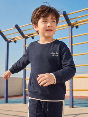 Civil Erkek Çocuk Pike Active Sweatshirt | Pike Uzun Kol Kapşonlu | Okul Kreş ve Günlük Kullanım - Lacivert