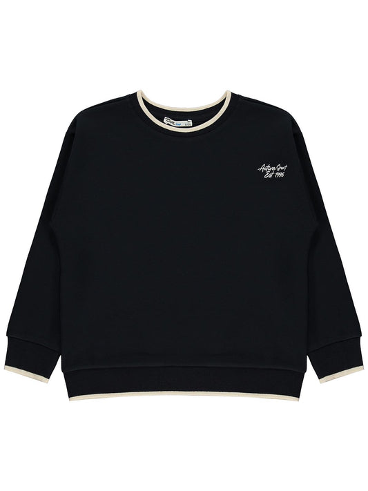 Civil Erkek Çocuk Pike Active Sweatshirt | Pike Uzun Kol Kapşonlu | Okul Kreş ve Günlük Kullanım - Siyah