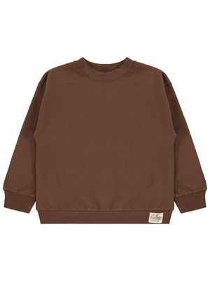 Civil Boys Erkek Çocuk Basic Sweatshirt | Fırçalı 2 İp Uzun Kol | Okul Kreş ve Günlük Kullanım - Kahverengi